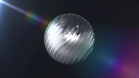 Silver ribbed ball rotating in space seamless loop background animation new Stock Footage 103380164