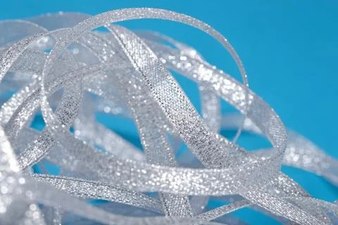 Silver ribbons close up Stock Photos