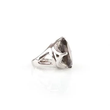 Silver ring with big diamond Stock Photos