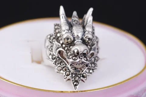 Silver ring on black background Stock Photos