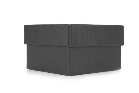 Silver ring in black gift box  isolated on white background 스톡 사진