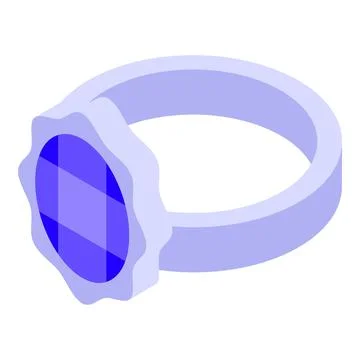 Silver ring with blue gem is shining on white background Illustrazione stock