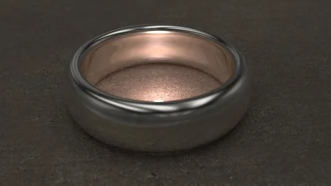 Silver ring glowing inside on table. 3d illustration Stock Illustration