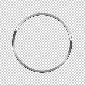 Silver ring isolated on transparent background. Vector chrome frame. Stock Illustration