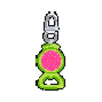 Silver ring keychain pixel art vector illustration Stock Illustration