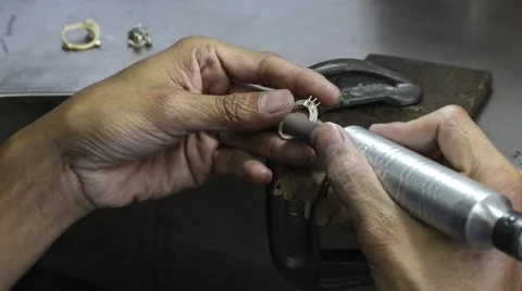 Silver Ring Polishing Sanding and Cleaning Jewellery Stock Footage 64285106