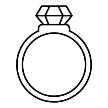 Silver ring with ruby icon, outline style Stock Illustration