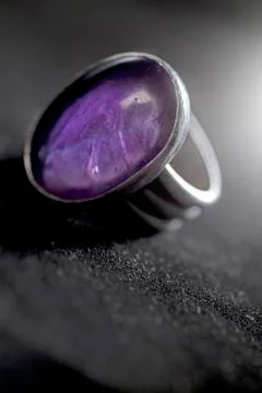 Silver ring with a stone Stock Photos