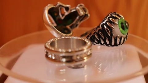 Silver rings close up. Stock Footage 98457217