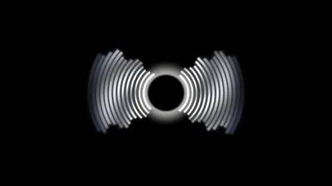 Silver rings radiate outward from a central black circle Stock Footage 329301441