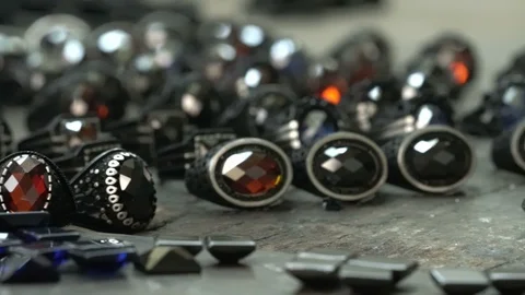 Silver rings in the ring workshop. ring factory turkish man rings. Stock Footage 118734895