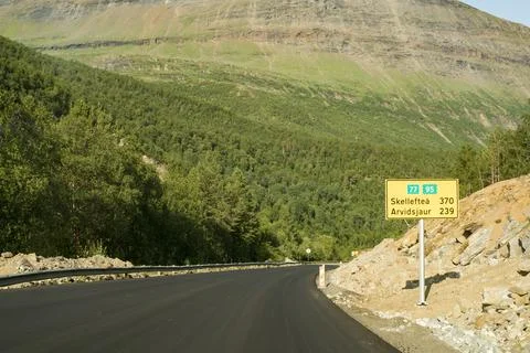The Silver Road E95 between Vasterbotten, middle Lapland to Norwegian Foto stock