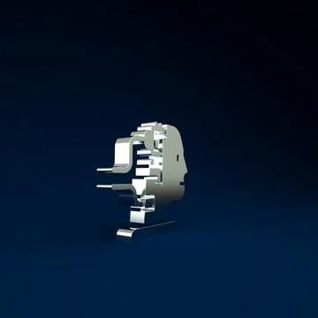 Silver Robot connected for maintenance icon isolated on blue background. Arti Illustrazione stock