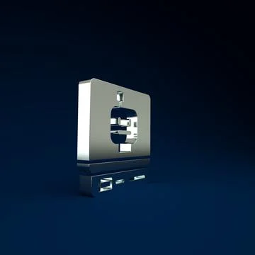 Silver Robot icon isolated on blue background. Artificial intelligence, machi Illustrazione stock