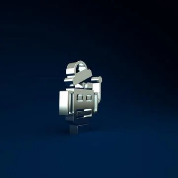 Silver Robot icon isolated on blue background. Artificial intelligence, machi Stock Illustration