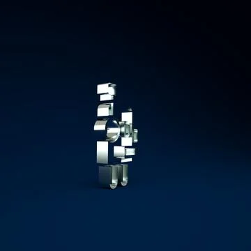 Silver Robot icon isolated on blue background. Artificial intelligence, machi Illustrazione stock