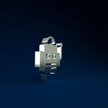 Silver Robot icon isolated on blue background. Artificial intelligence, machi Stock Illustration