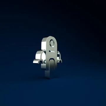 Silver Robot icon isolated on blue background. Artificial intelligence, machi Illustrazione stock