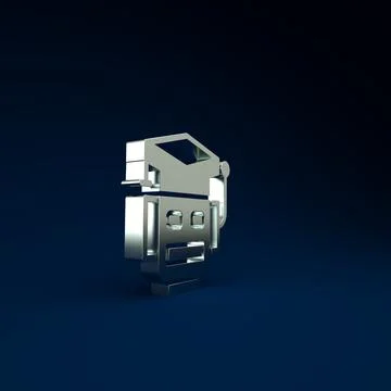 Silver Robot icon isolated on blue background. Artificial intelligence, machi Stockillustratie