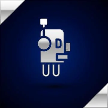 Silver Robot icon isolated on dark blue background. Artificial intelligence Illustrazione stock