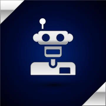 Silver Robot icon isolated on dark blue background. Vector Stock Illustration