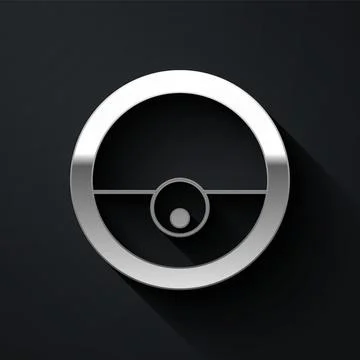Silver Robot vacuum cleaner icon isolated on black background. Home smart Stock Illustration