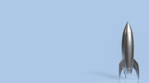 Silver Rocket Ready For Launch 3d render. Stock Illustration