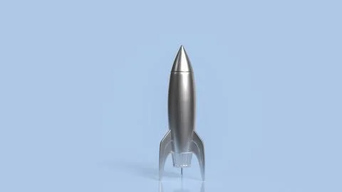 Silver Rocket Ready For Launch 3d render. Stock Illustration