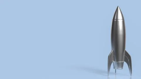 Silver Rocket Ready For Launch 3d render. Stock Illustration