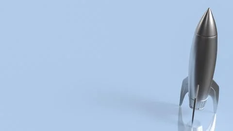 Silver Rocket Ready For Launch 3d render. Stock Illustration