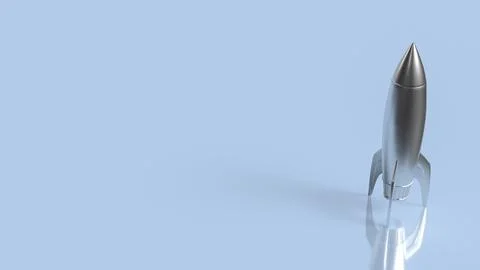 Silver Rocket Ready For Launch 3d render. Stock Illustration