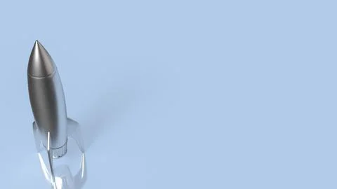 Silver Rocket Ready For Launch 3d render. Stock Illustration