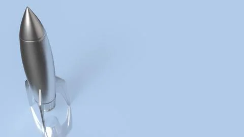 Silver Rocket Ready For Launch 3d render. Stock Illustration