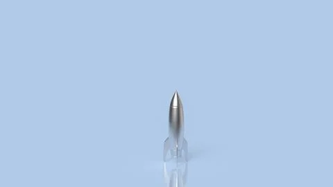 Silver Rocket Ready For Launch 3d render. Stock Illustration