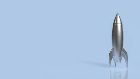 Silver Rocket Ready For Launch 3d render. Stock Illustration
