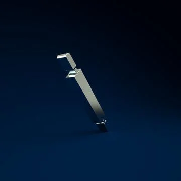 Silver Rolling pin icon isolated on blue background. Minimalism concept. 3d i Illustration
