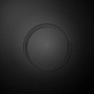 Silver Rope frame icon isolated on black background. Frames from nautical rope 스톡 일러스트