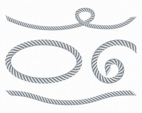 Silver ropes, frame of twisted twines Stock Illustration