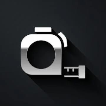 Silver Roulette construction icon isolated on black background. Tape measure Stock Illustration