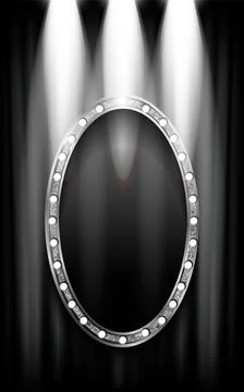 Silver round frame cinema on a dark background Stock Illustration