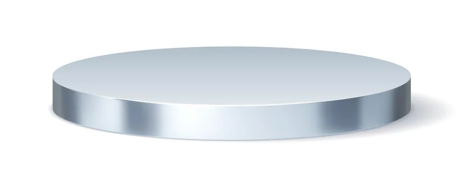 Silver round podium, 3D stage platform pedestal Stock Illustration