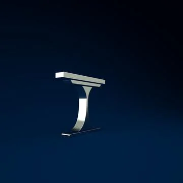 Silver Round table icon isolated on blue background. Minimalism concept. 3d i Illustrazione stock
