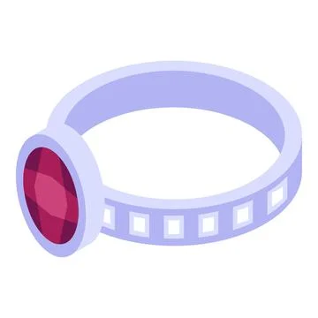 Silver ruby ring icon, isometric style Stock Illustration