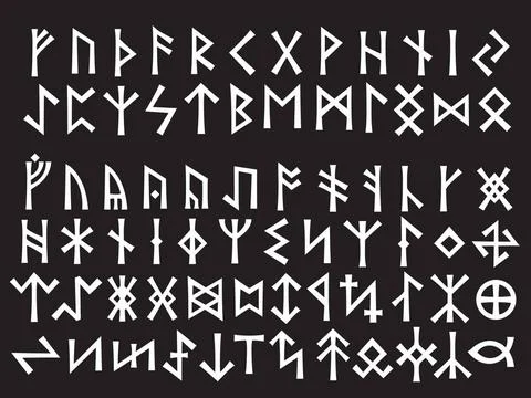 Silver Runic Script Silver Runic Script. Elder Futhark and Other Runes use... Foto stock