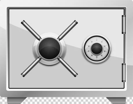 A silver safe with a combination lock and a sturdy handle, promising securi.. Stock Illustration