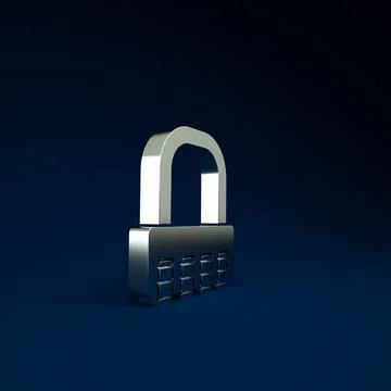 Silver Safe combination lock icon isolated on blue background. Combination pa Illustrazione stock