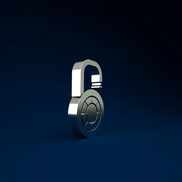 Silver Safe combination lock wheel icon isolated on blue background. Combinat Stock-Illustration