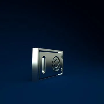 Silver Safe icon isolated on blue background. The door safe a bank vault with Stockillustratie