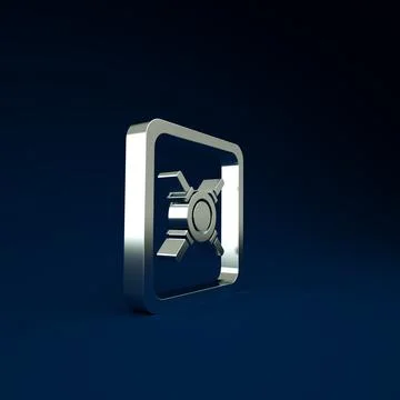 Silver Safe icon isolated on blue background. The door safe a bank vault with Illustrazione stock