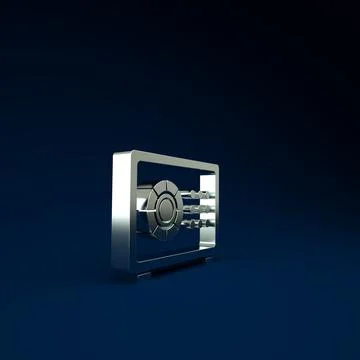 Silver Safe icon isolated on blue background. The door safe a bank vault with イラスト素材